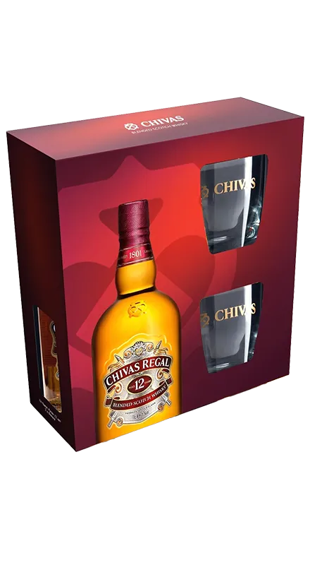 Chivas Regal 12 Ani Blended Whisky 0.7L Set 2 Pahare